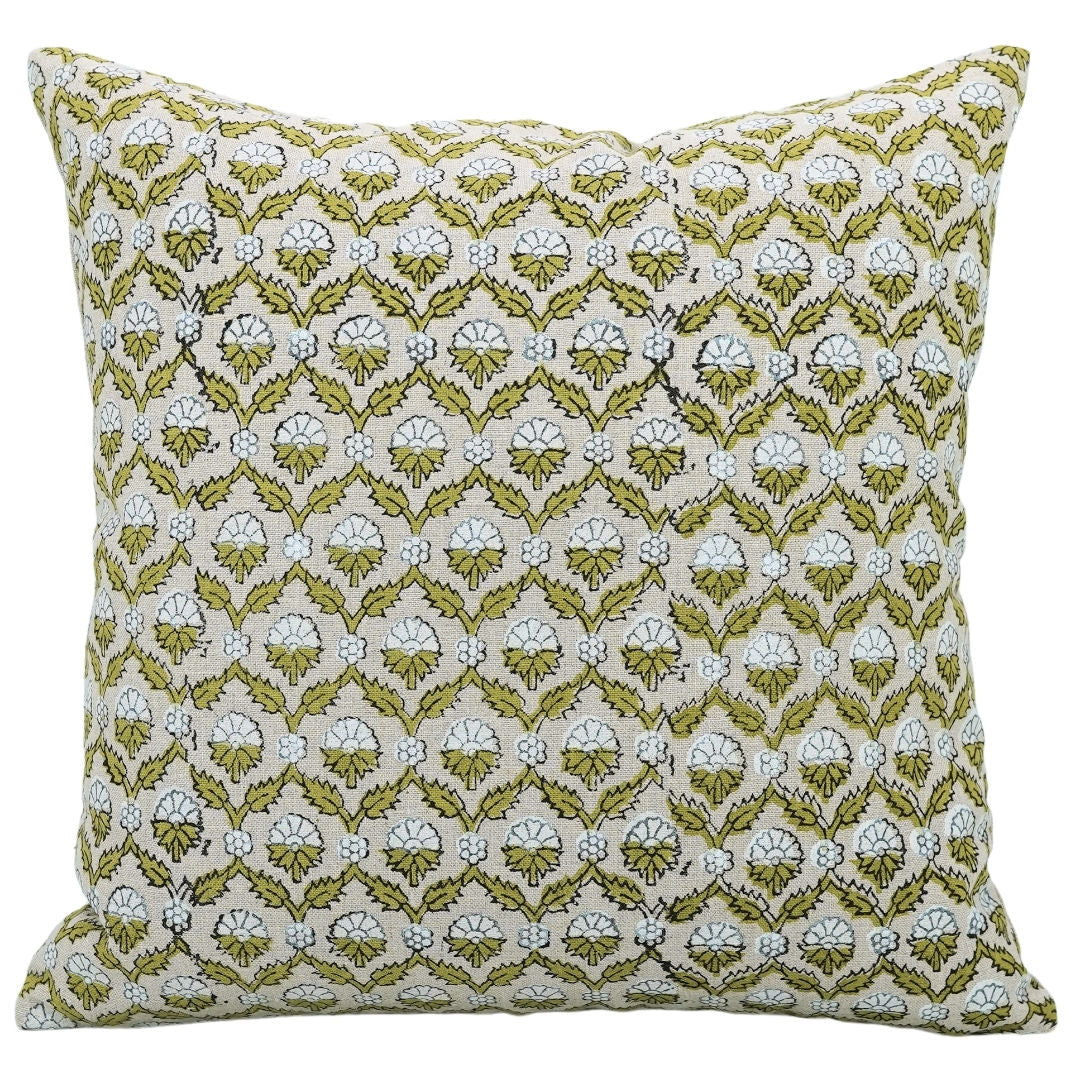 Block Print Linen Pillow Cover- SHEHNAZ - FABDIVINE LLC