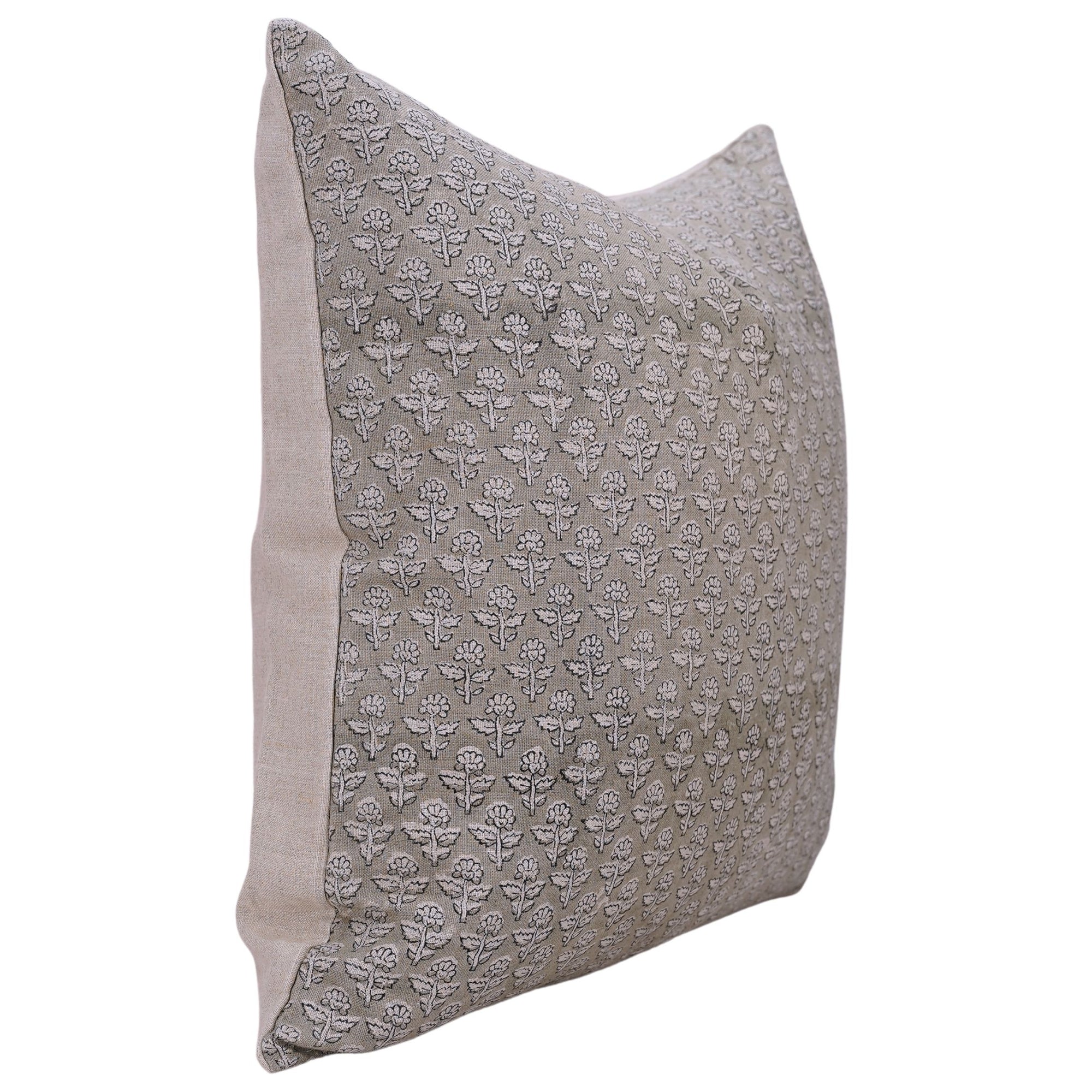 Square/Lumber block print pillow cover- Pure Linen- RIVA - Fabdivine