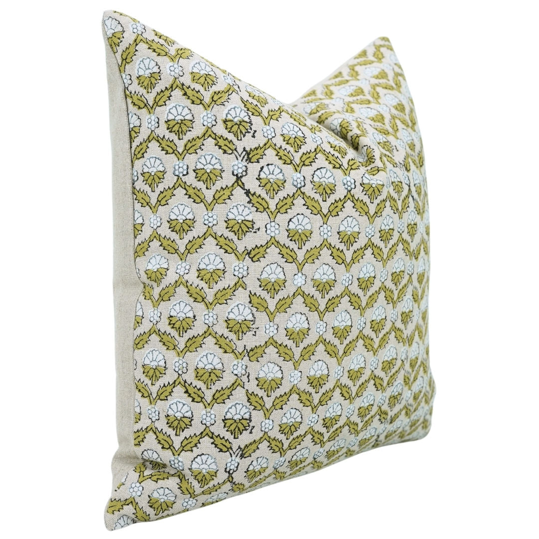 Block print Pure Linen throw pillow cover- SHEHNAZ - Fabdivine