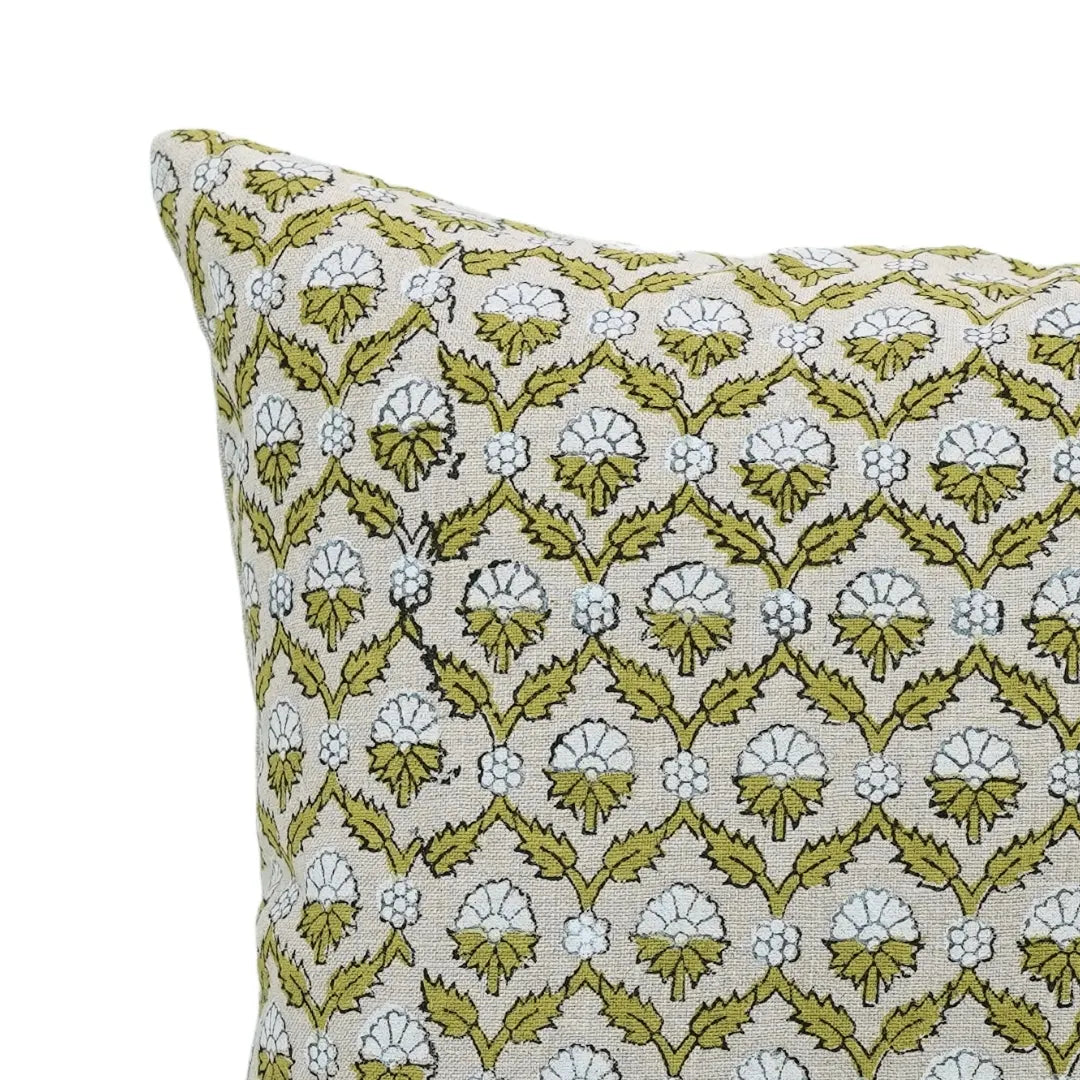 Block print Pure Linen throw pillow cover- SHEHNAZ - Fabdivine