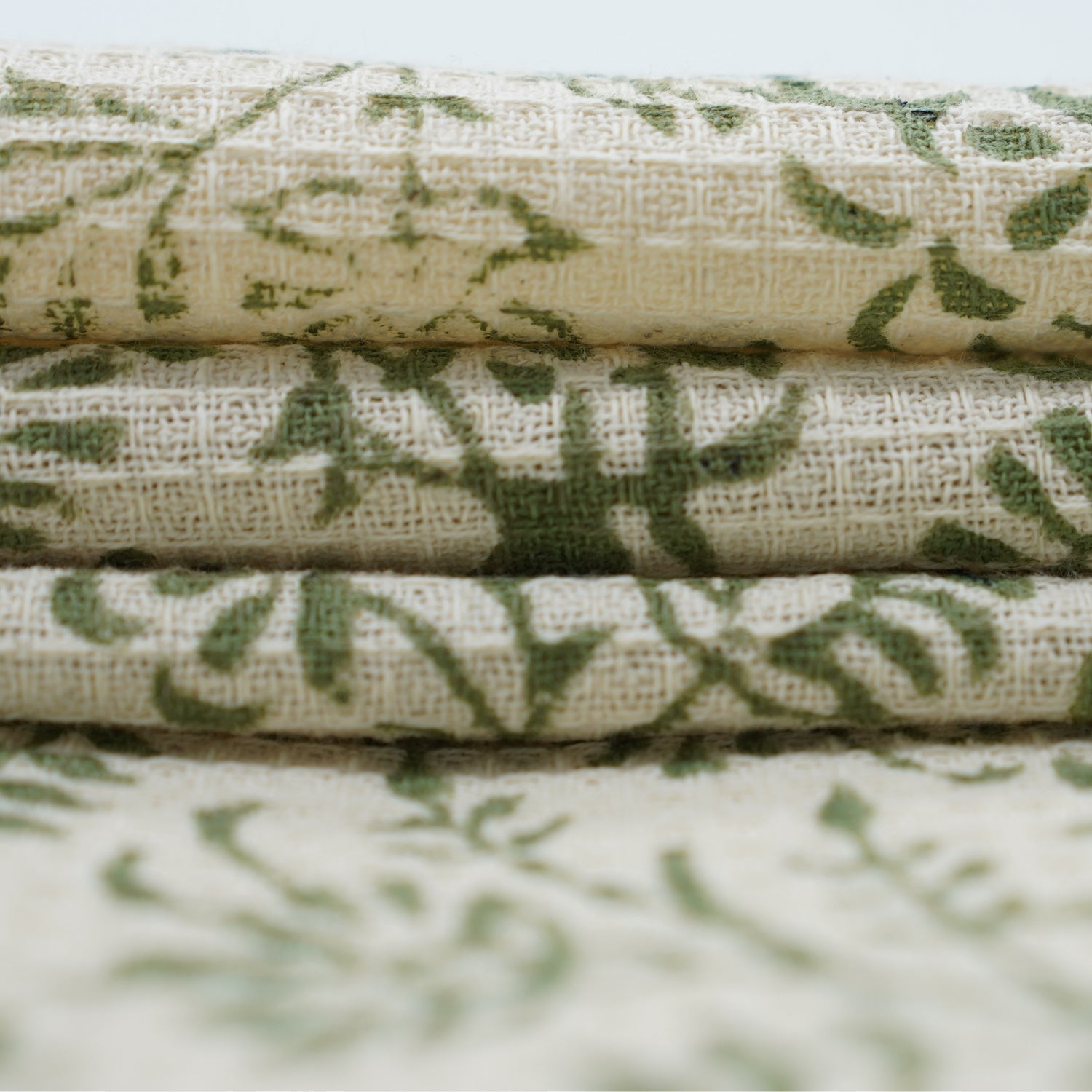 Handblock Floral Cotton Waffle Hotel Towels Junglee Ghass Green By Fabdivine