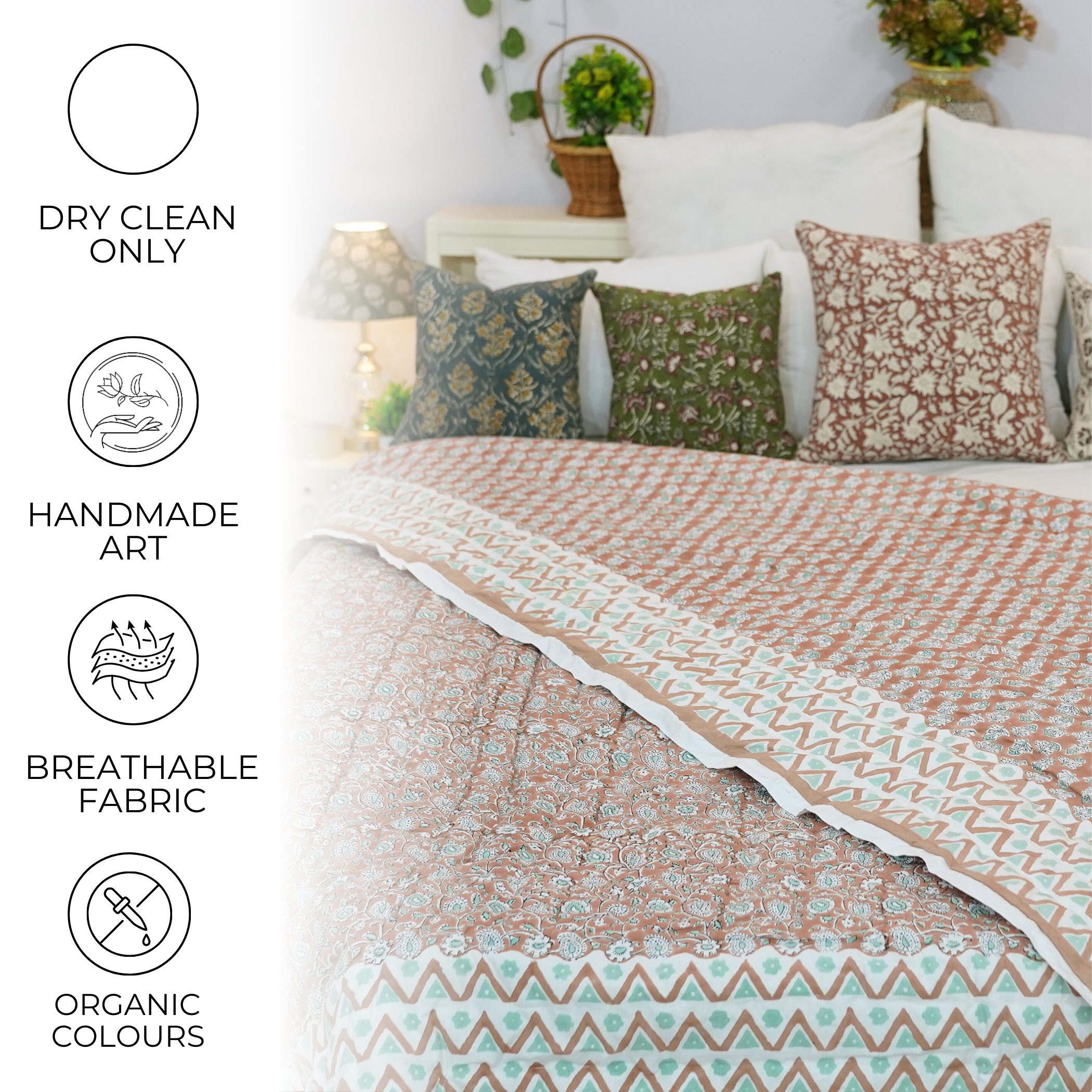 Cotton Bedspred/Quilts – Soft, Medium weight, and Beautiful Block Prints