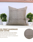 Pure Linen Block Print Designer Boho Pillow/Cushion Cover - Gulmohar