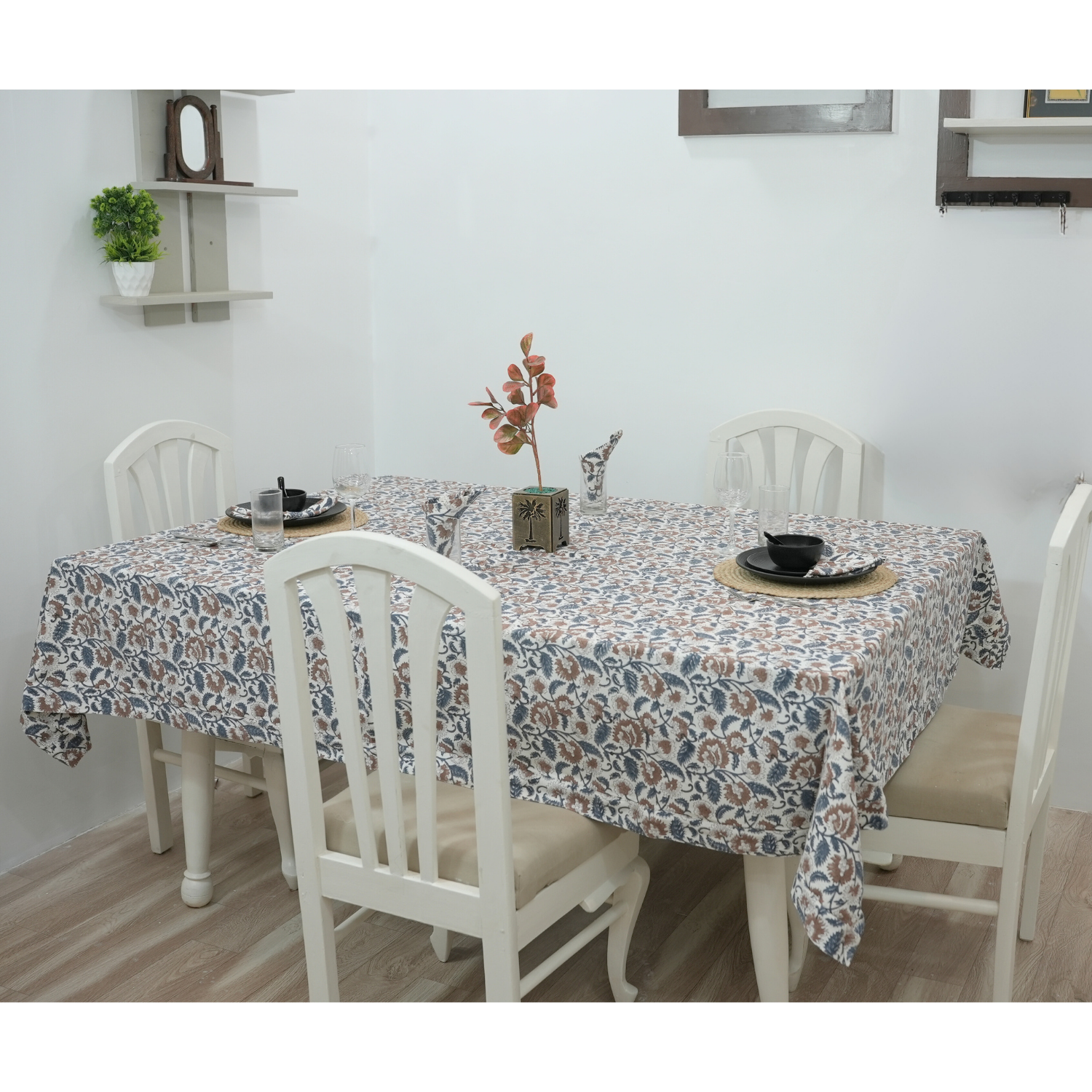 Thick Cotton White Table Cloth-Mandakini