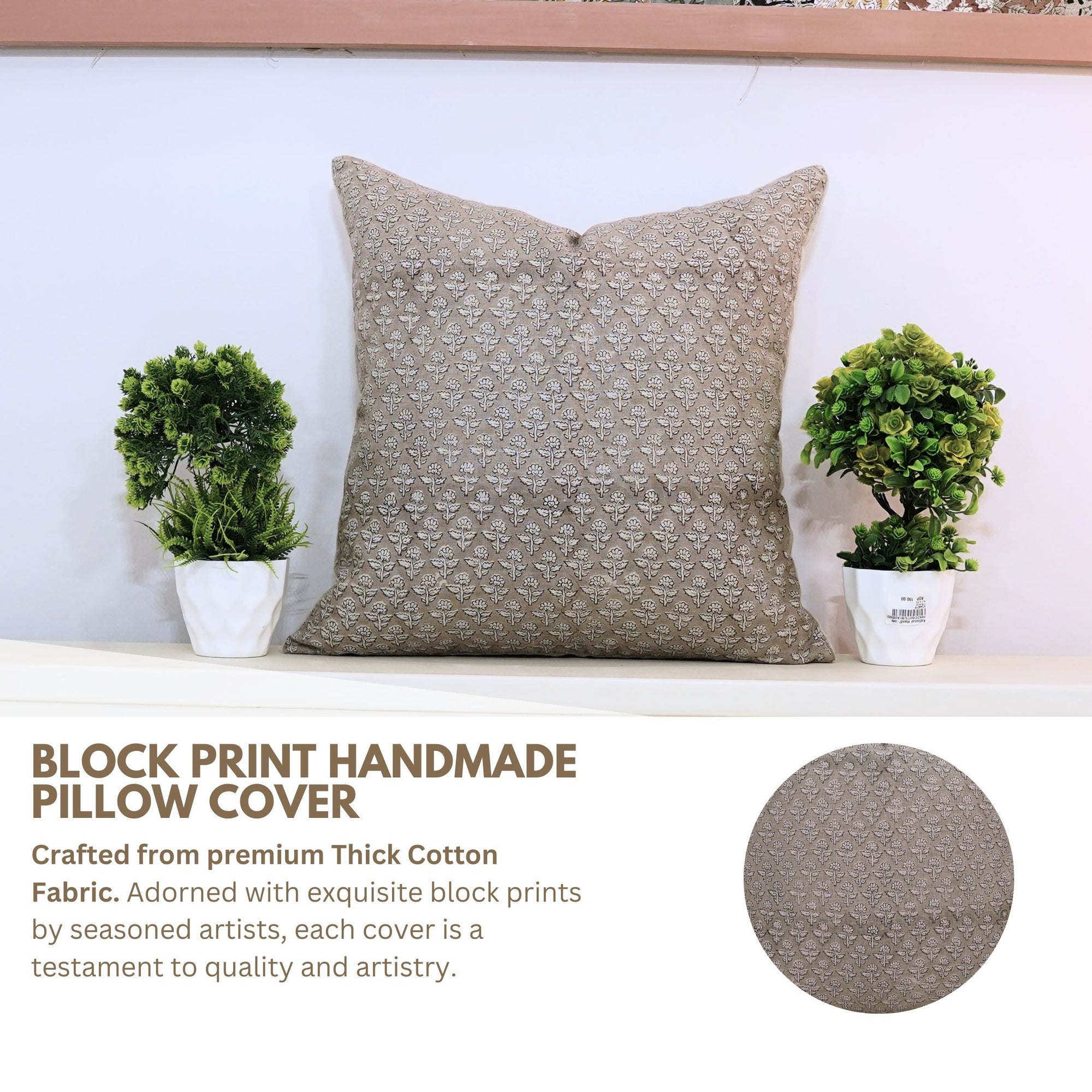 Square/Lumber block print pillow cover- Pure Linen- RIVA - Fabdivine