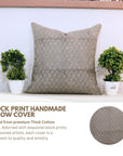 Square/Lumber block print pillow cover- Pure Linen- RIVA - Fabdivine