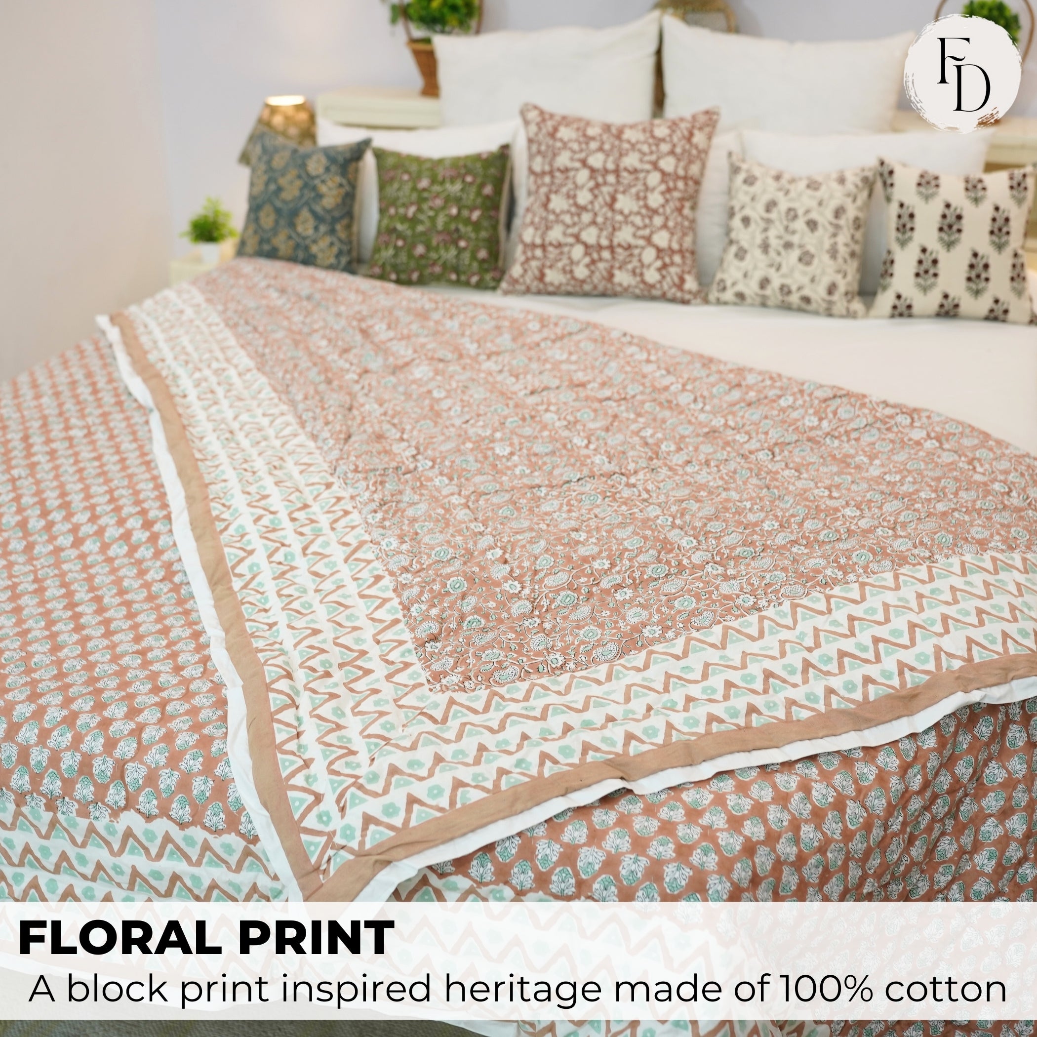 Cotton Bedspred/Quilts – Soft, Medium weight, and Beautiful Block Prints