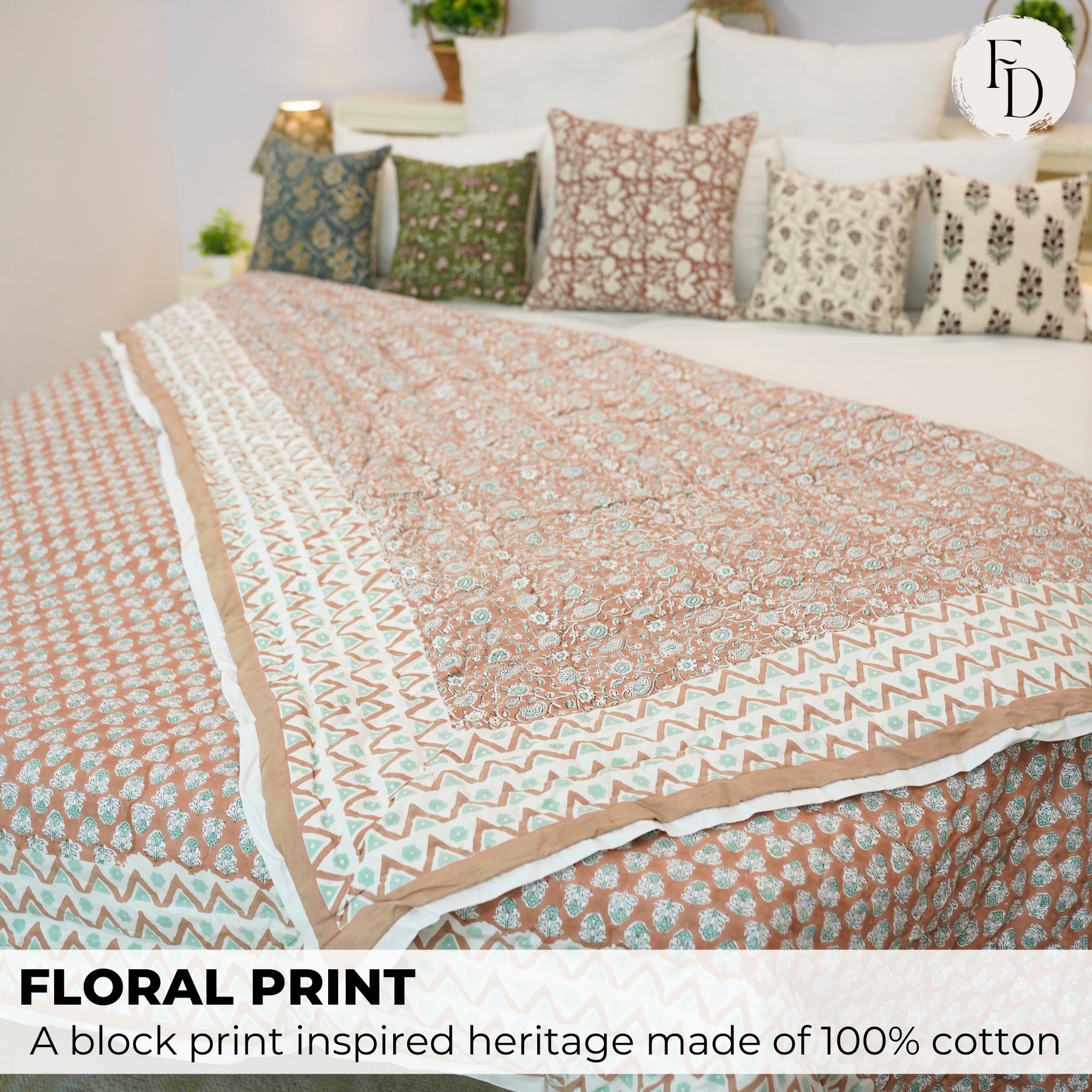 Cotton Bedspred/Quilts – Soft, Medium weight, and Beautiful Block Prints