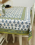 HANDCRAFTED INDIAN  BLOCK PRINTED TABLE COVER 100% COTTON FABRIC AND NAPKINS RUNNER - KUSUM