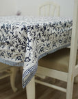 BLOCK PRINTED FLORAL HANDMADE DECORATIVE COTTON TABLE COVERING AND RUNNER - SEHJAN