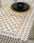 HANDCRAFTED PRINTED DECORATIVE SQUARE BOHO FLORAL COTTON TABLE COVER - ARJUN