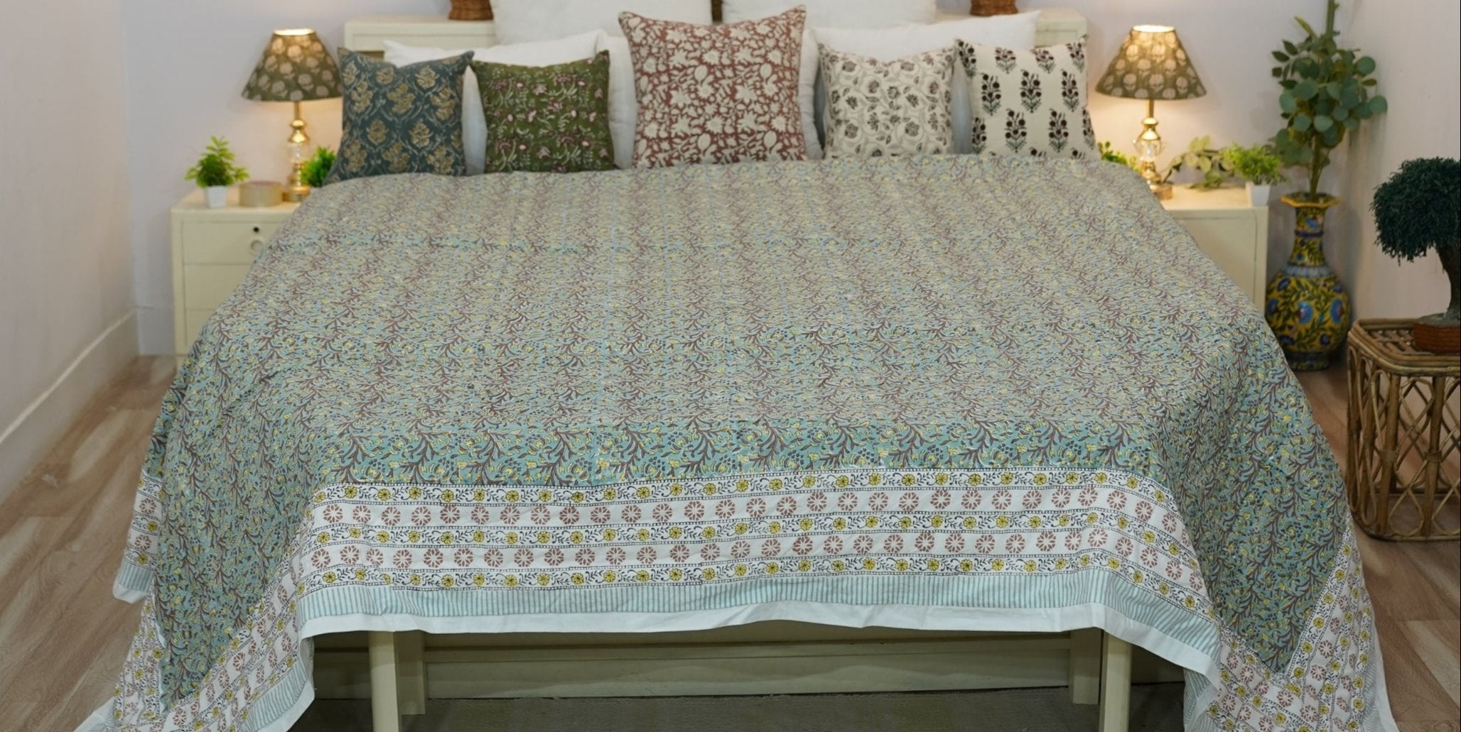 Medium Weight Cotton Block Printed Quilts