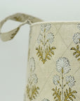 LINEN FLORAL HOME DECOR ORGANIZER LARGE & SMALL FABRIC BASKETS SHOPPING & UTILITY BAG - RISHI