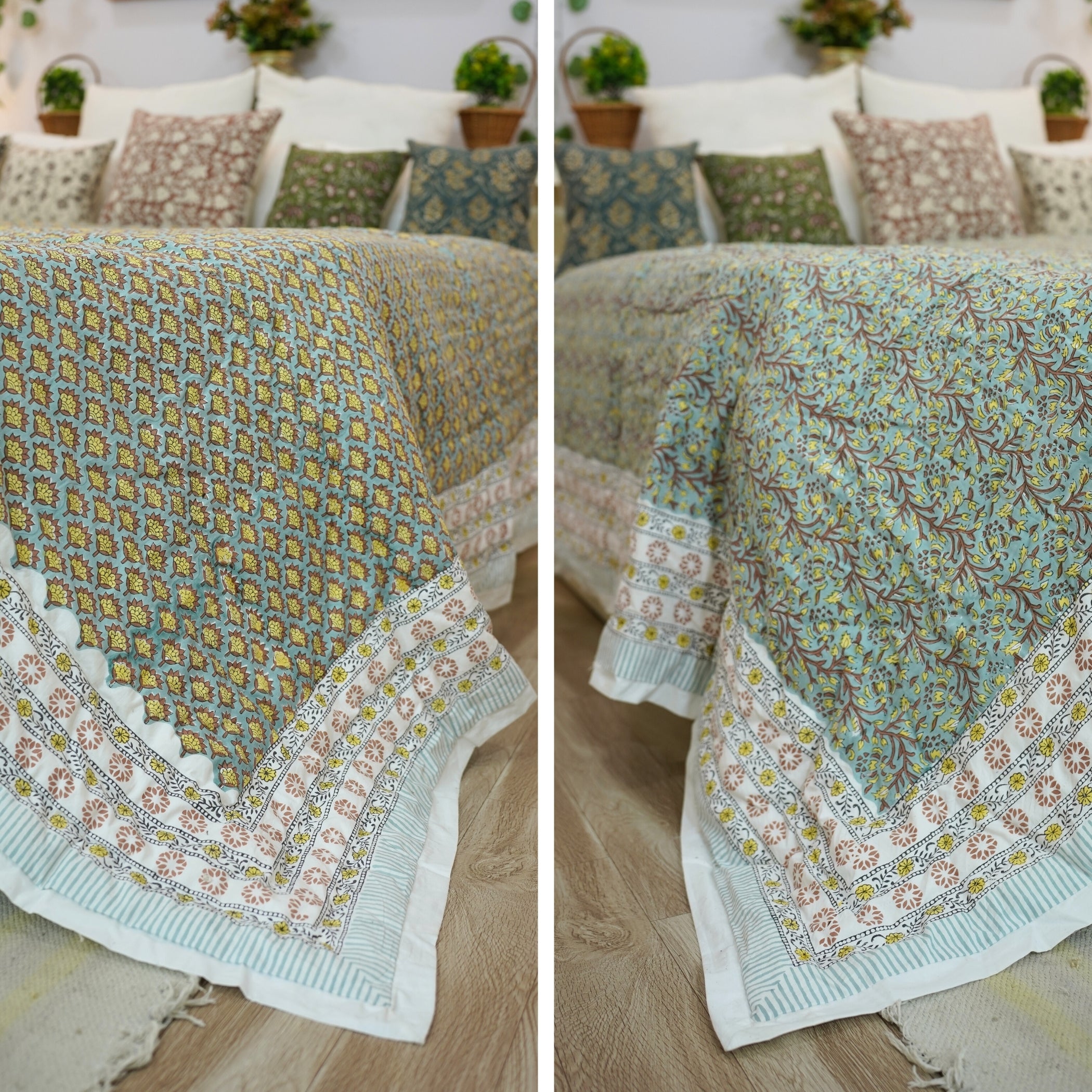 Medium Weight Cotton Block Printed Quilts