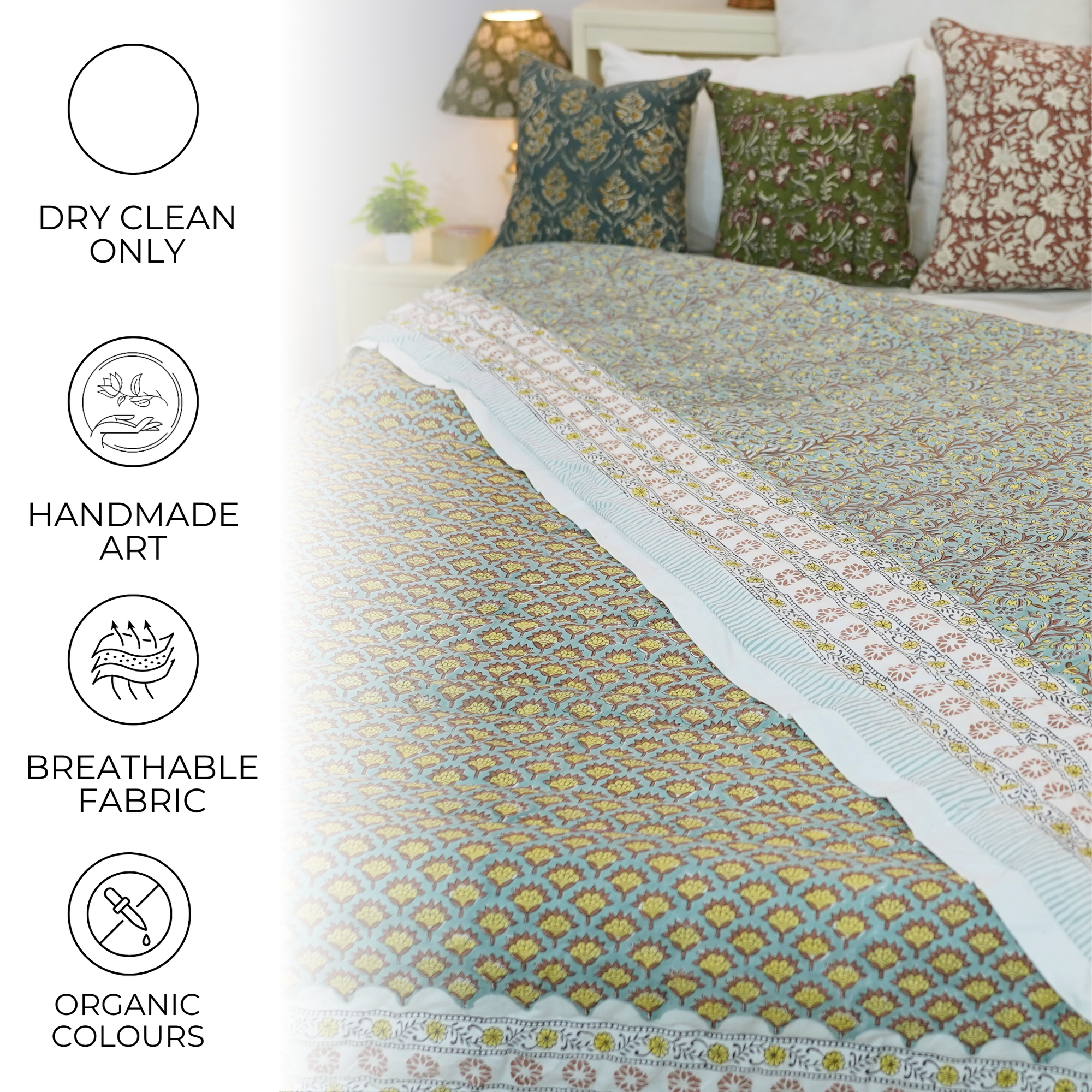 Medium Weight Cotton Block Printed Quilts