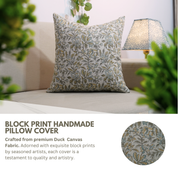 Block print Pillow cover for sofa, couch or bed- Pure Linen- KUDRAT - Fabdivine