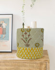 BOHEMIAN LINEN BLOCK PRINTED STORAGE BIN/BASKET FOLDABLE FABRIC HANDMADE ORGANIZER - AMITABH