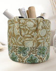 GRAY & GREEN LINEN BASKET SET HANDMADE BLOCK PRINTED STORAGE ORGANIZER - PUSHPSAMHITA