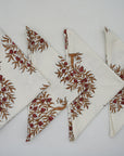 Set Of 4 Handcrafted Red Block Printed Table Napkin-Anar