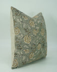 Block print Pure Linen throw pillow cover- RAMESHWARAM - Fabdivine