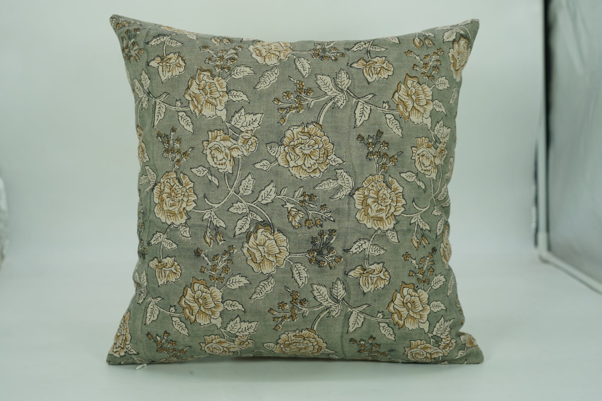 Block print Pure Linen throw pillow cover- RAMESHWARAM - Fabdivine