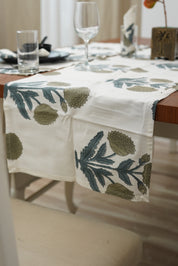 Thick Cotton White Table Runner-Badshah