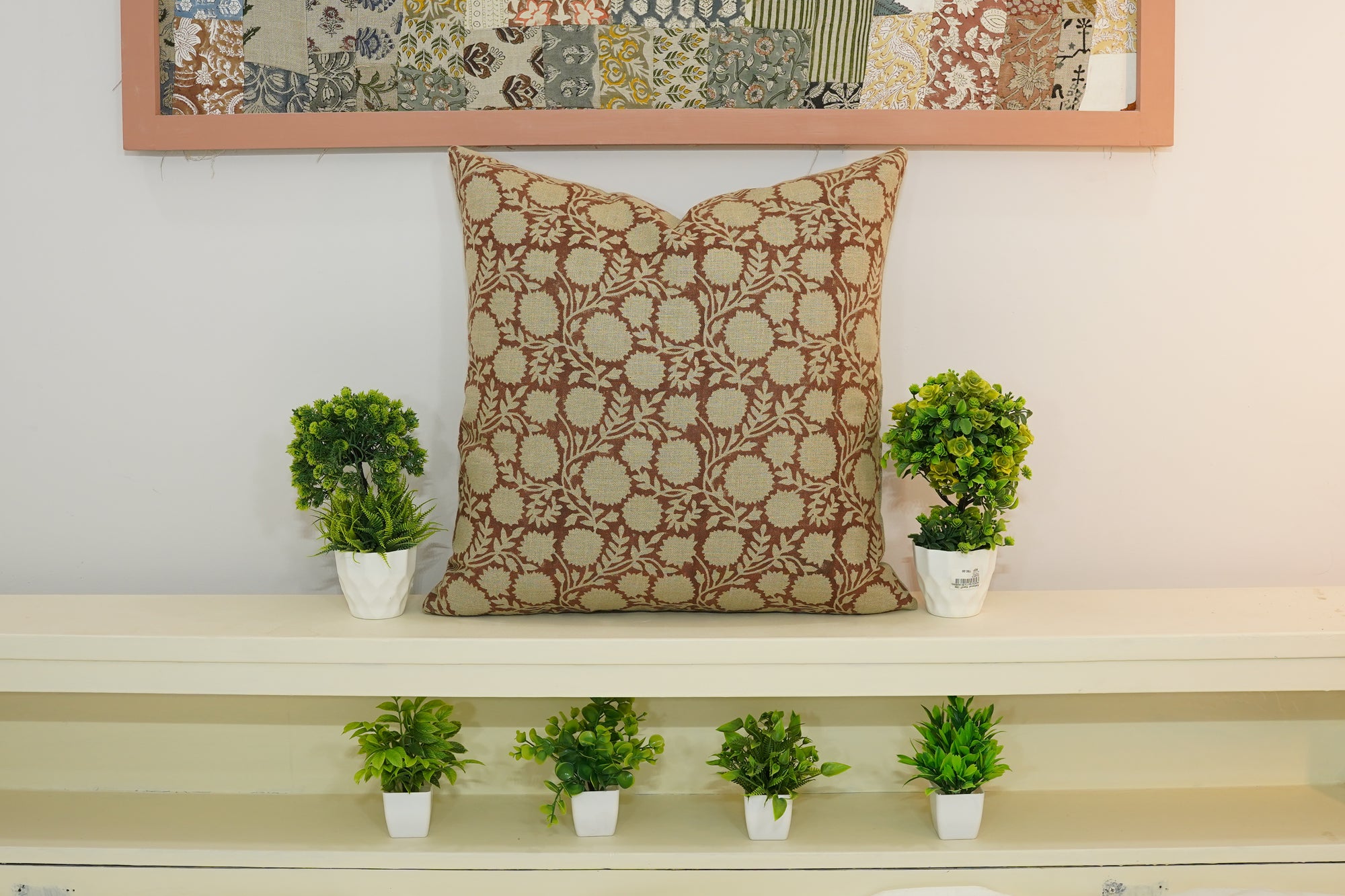 Block print Pillow cover for sofa, couch or bed- Pure Linen- RAJAT - Fabdivine