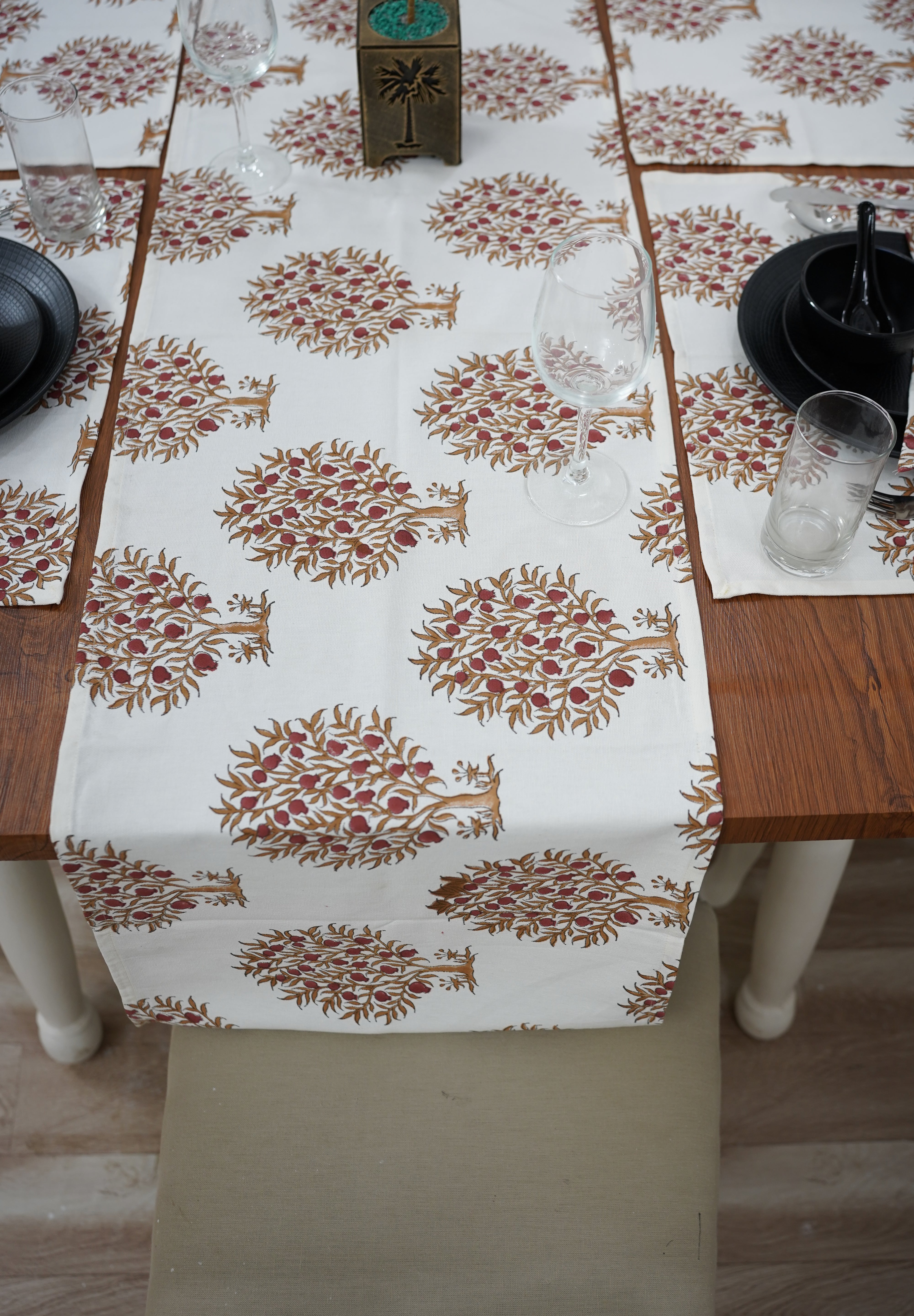 Thick Cotton White Table Runner-Anar