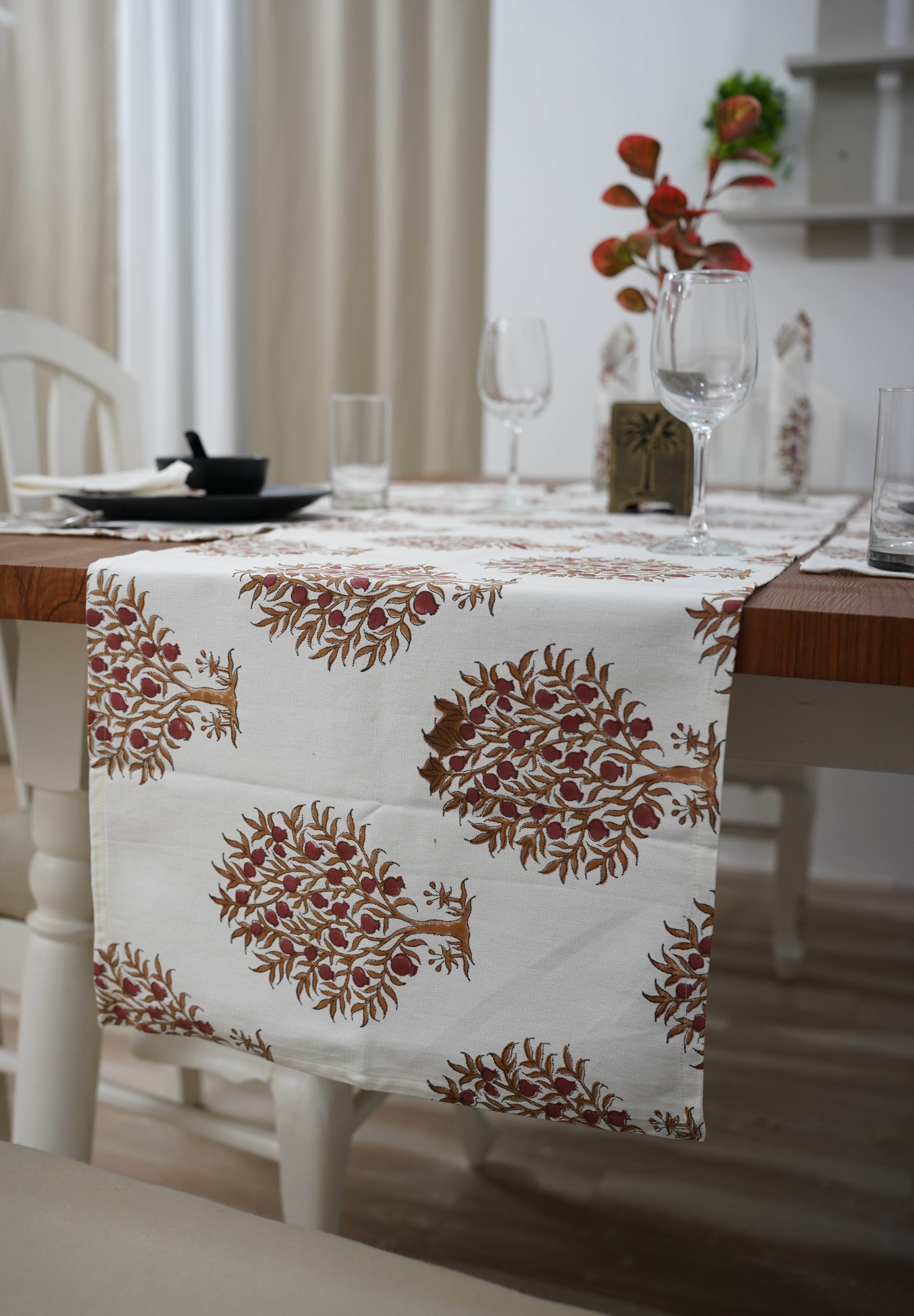 Thick Cotton White Table Runner-Anar