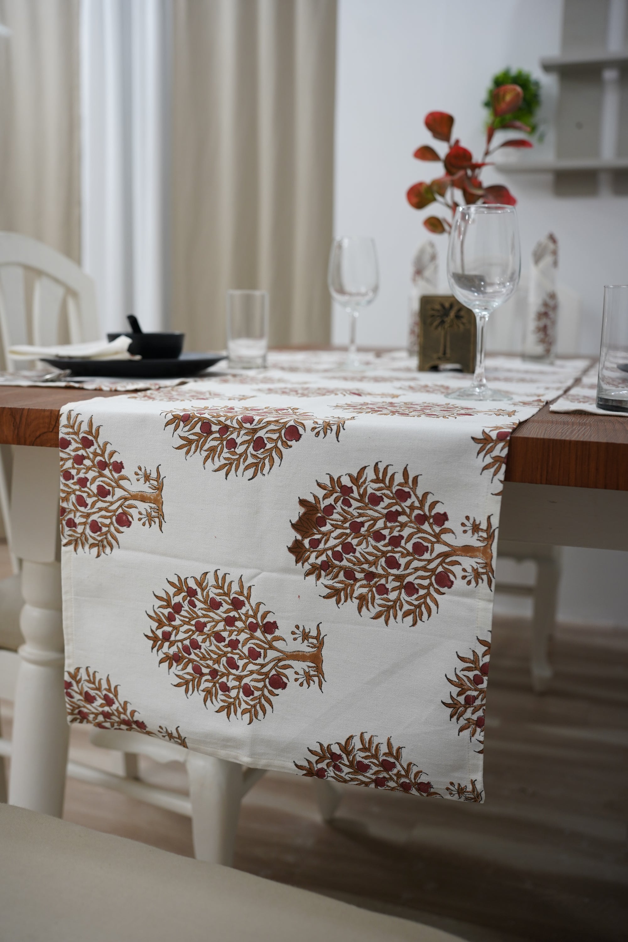 Thick Cotton White Table Runner-Anar