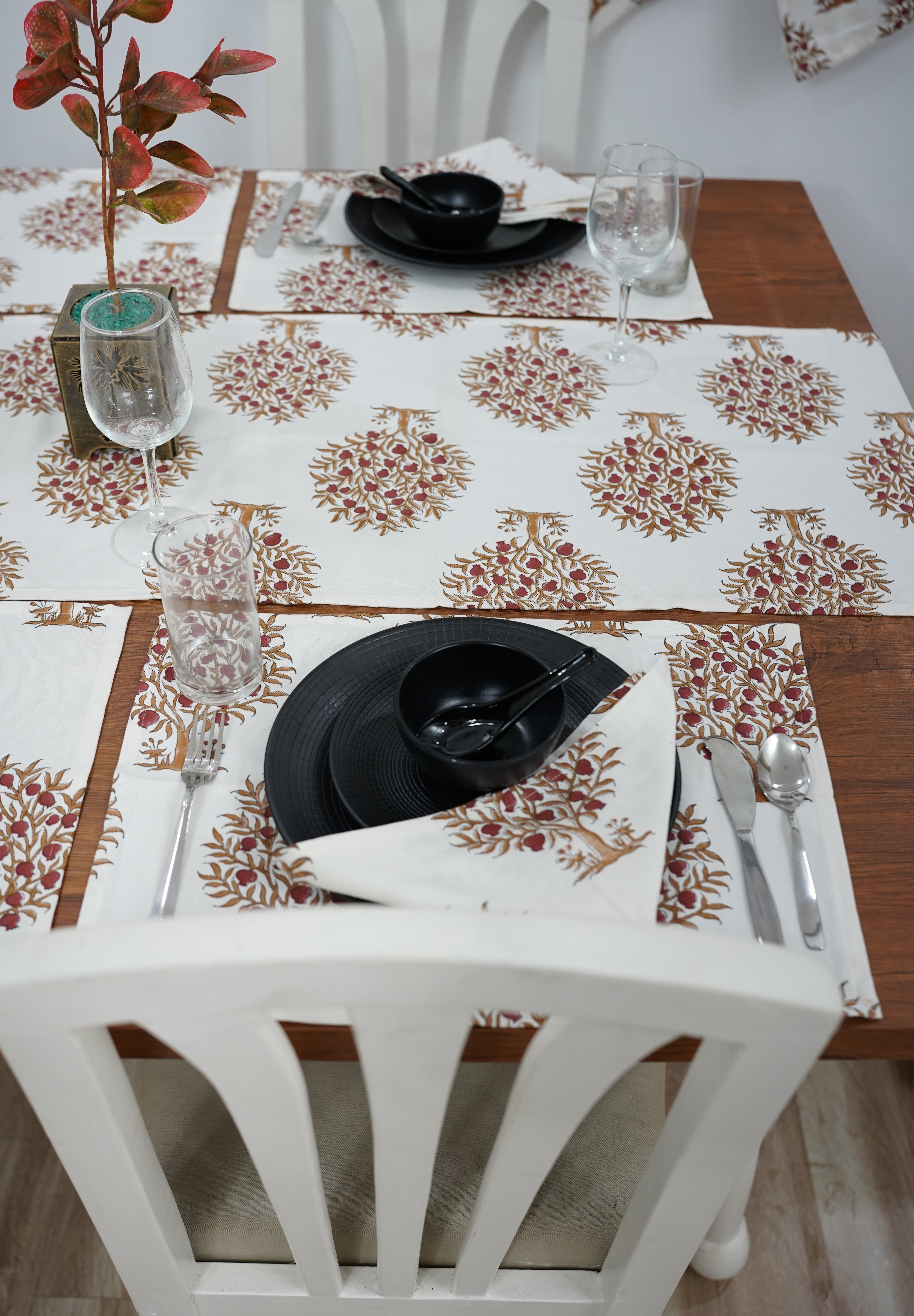 Thick Cotton White Table Runner-Anar