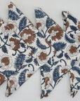 Set Of 4 Unique Blue Hand Block Printed Table Napkin-Mandakini