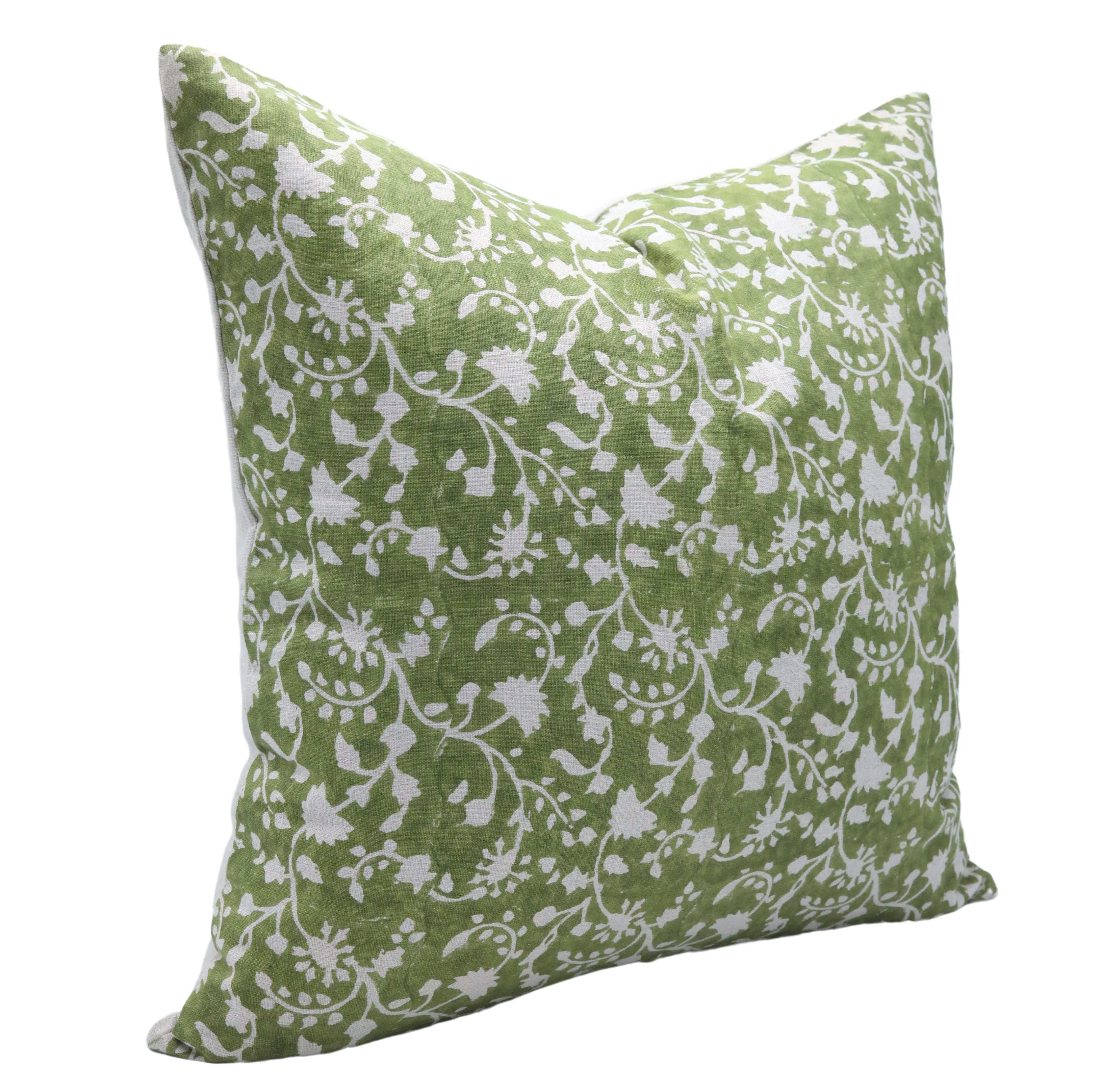 Block print Pillow cover for sofa, couch or bed- Pure Linen- FIROZA - Fabdivine