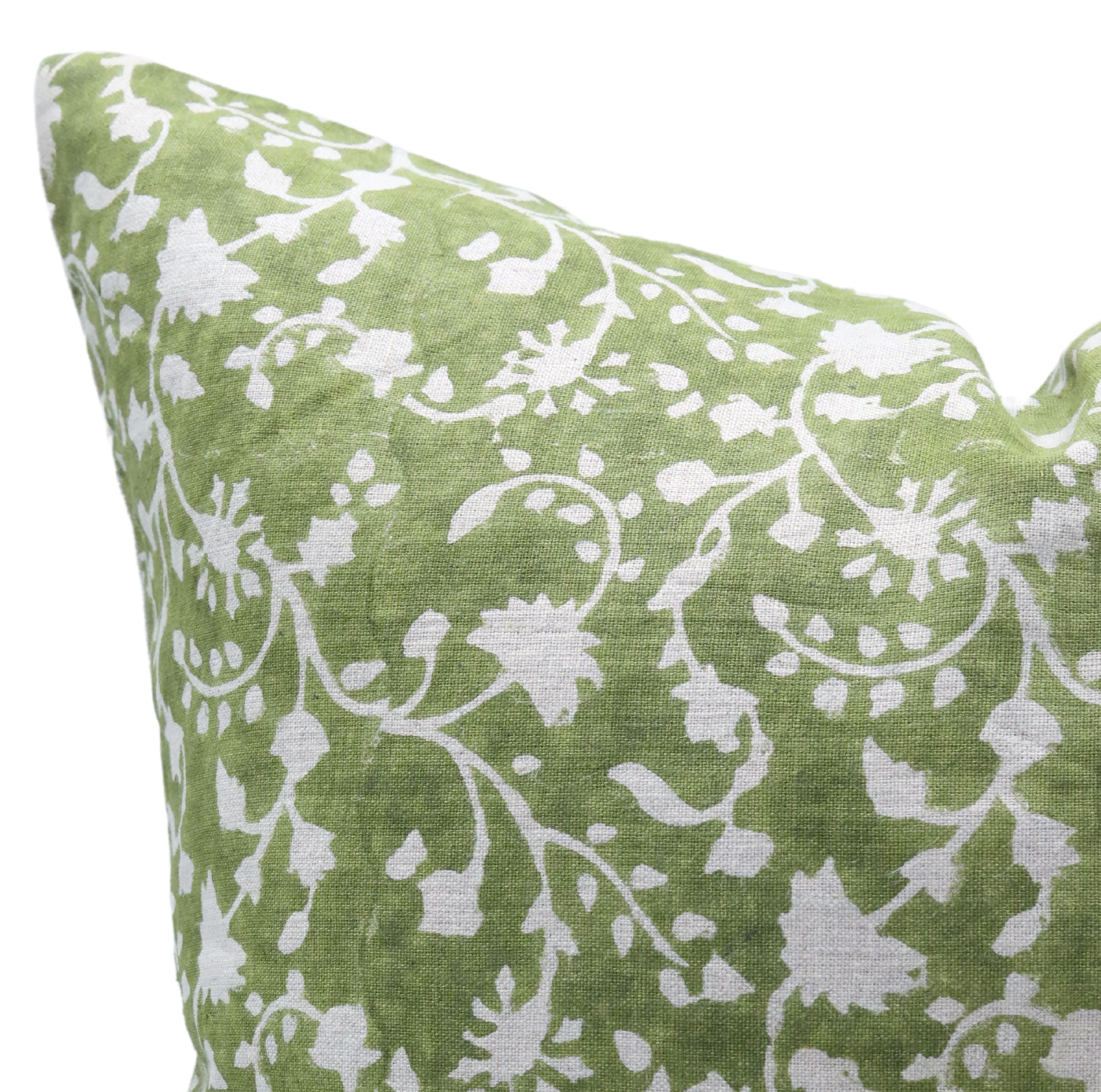 Block print Pillow cover for sofa, couch or bed- Pure Linen- FIROZA - Fabdivine