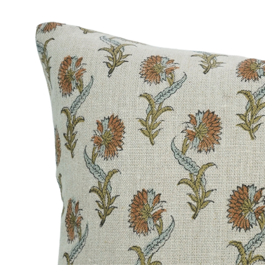 Block Printed Duck Canvas Pillow Cover - Dafodil By Fabdivine