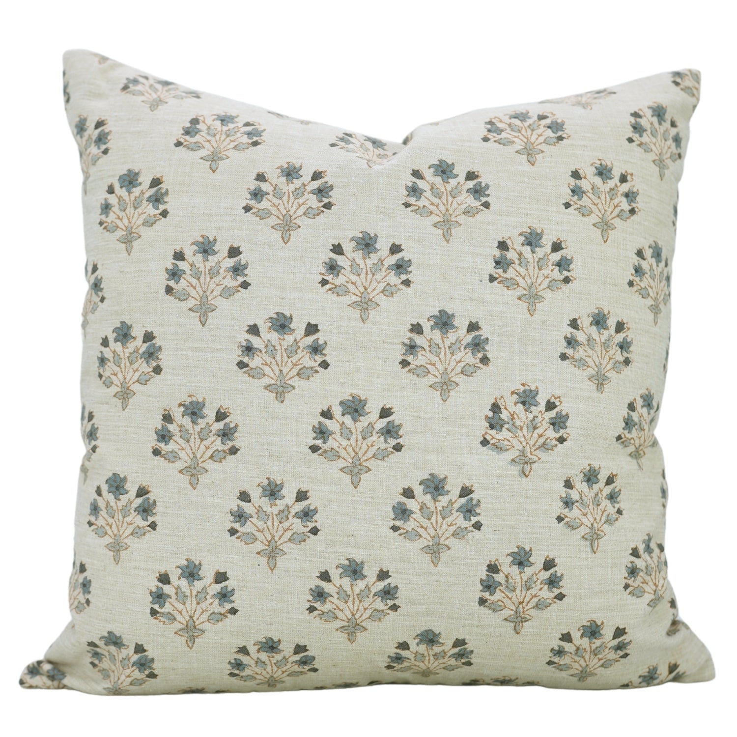 Block Print Linen Blend Pillow Cover-Daffodil