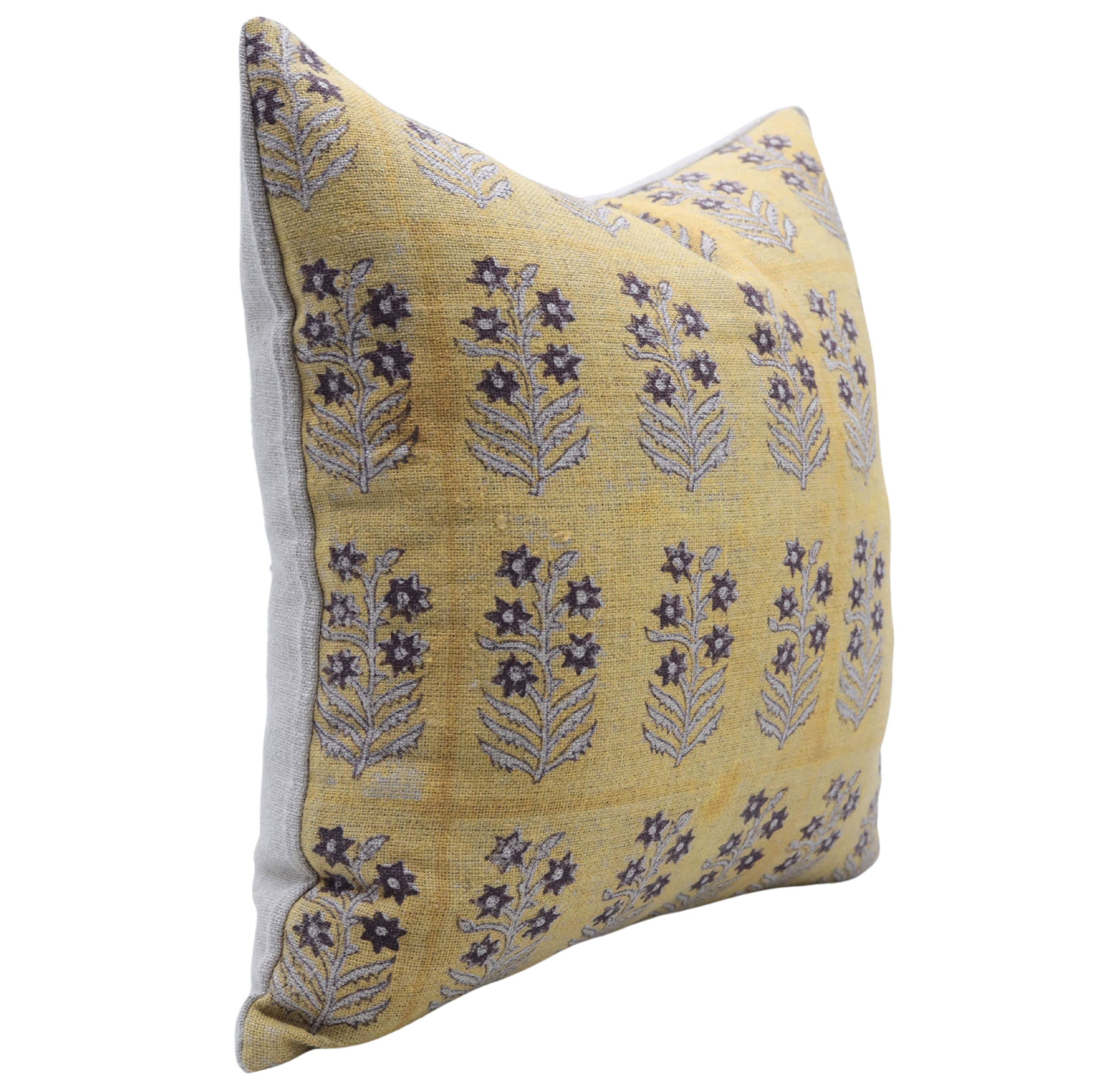 Block print Thick Linen throw pillow cover- INDERDHANUSH - Fabdivine