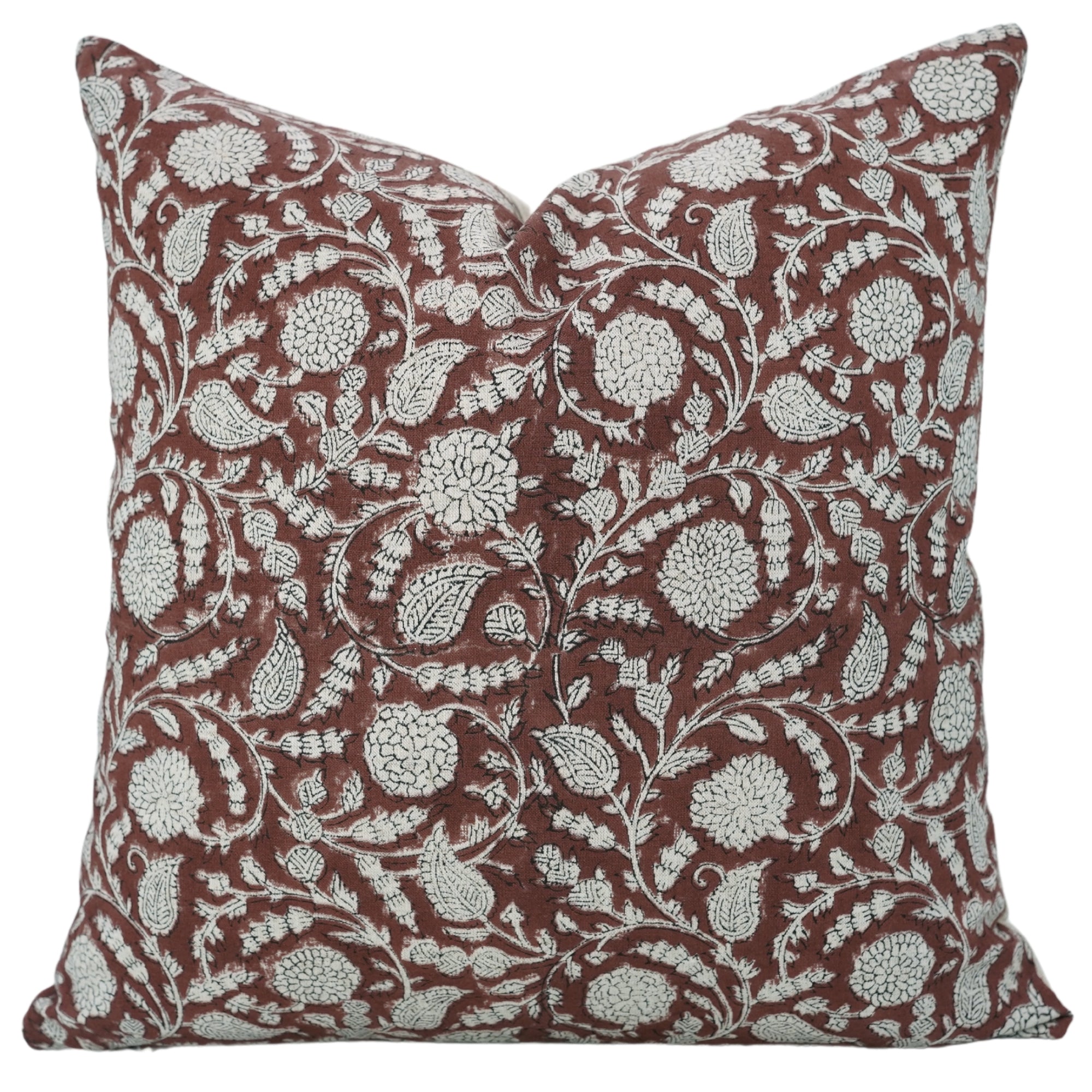 Square/Lumber block print pillow cover- Cotton Linen- GOPI - Fabdivine