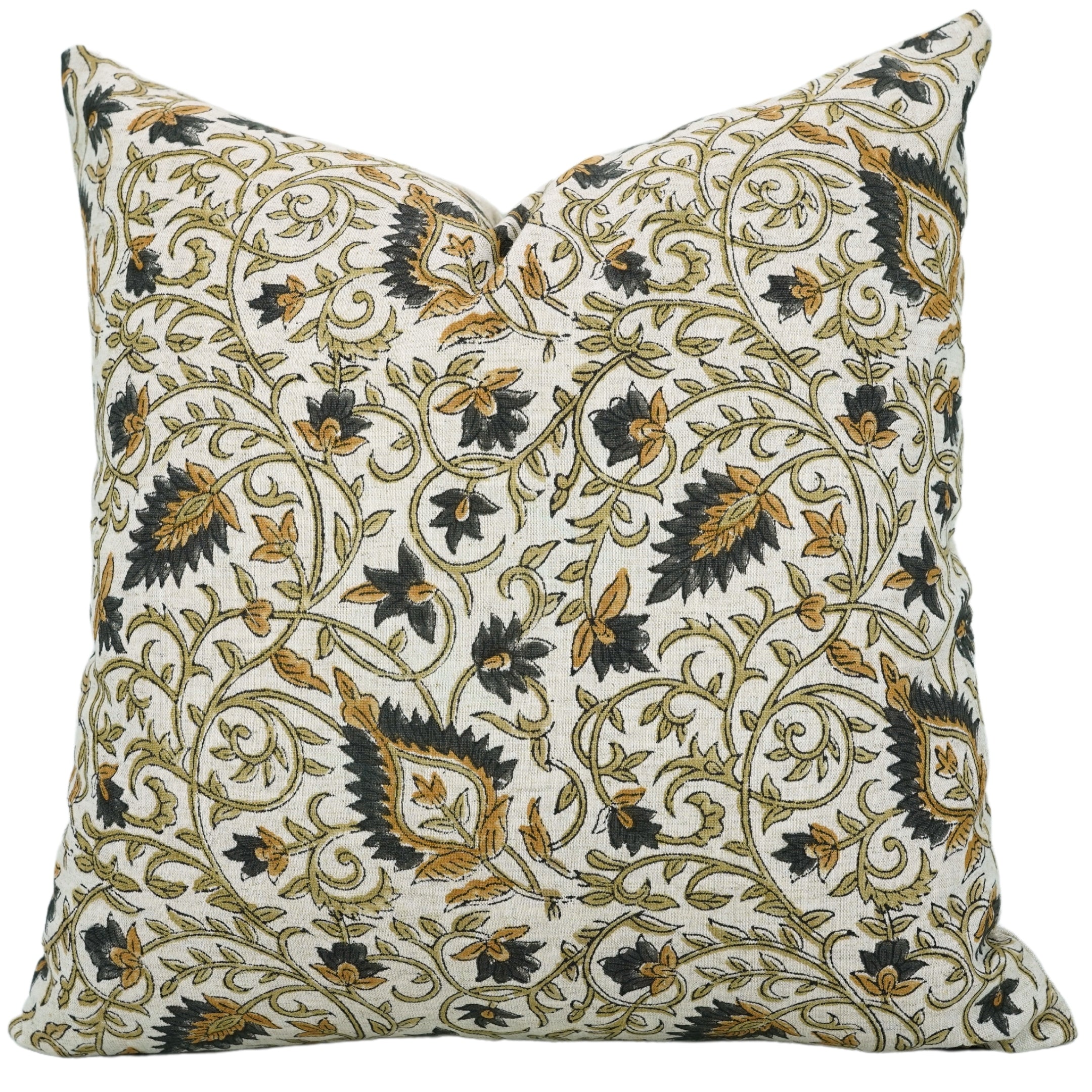 Block Print Linen Pillow Cover- HAWAMAHAL - FABDIVINE LLC