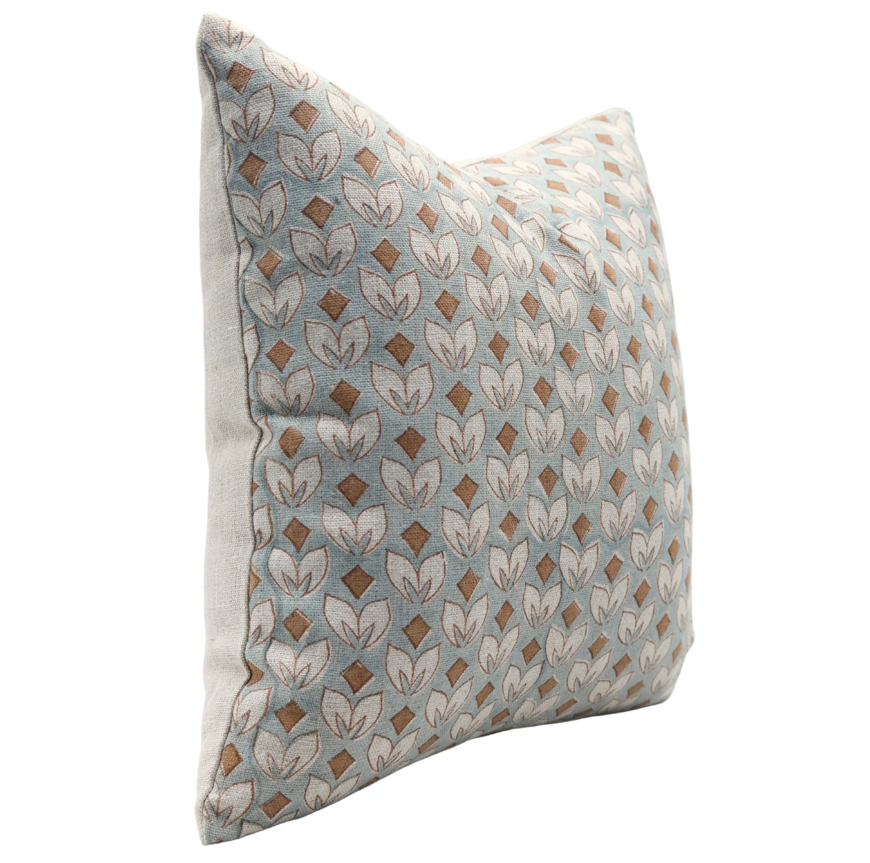 Hand Block Print Thick Linen designer pillow cover- TITLI - Fabdivine