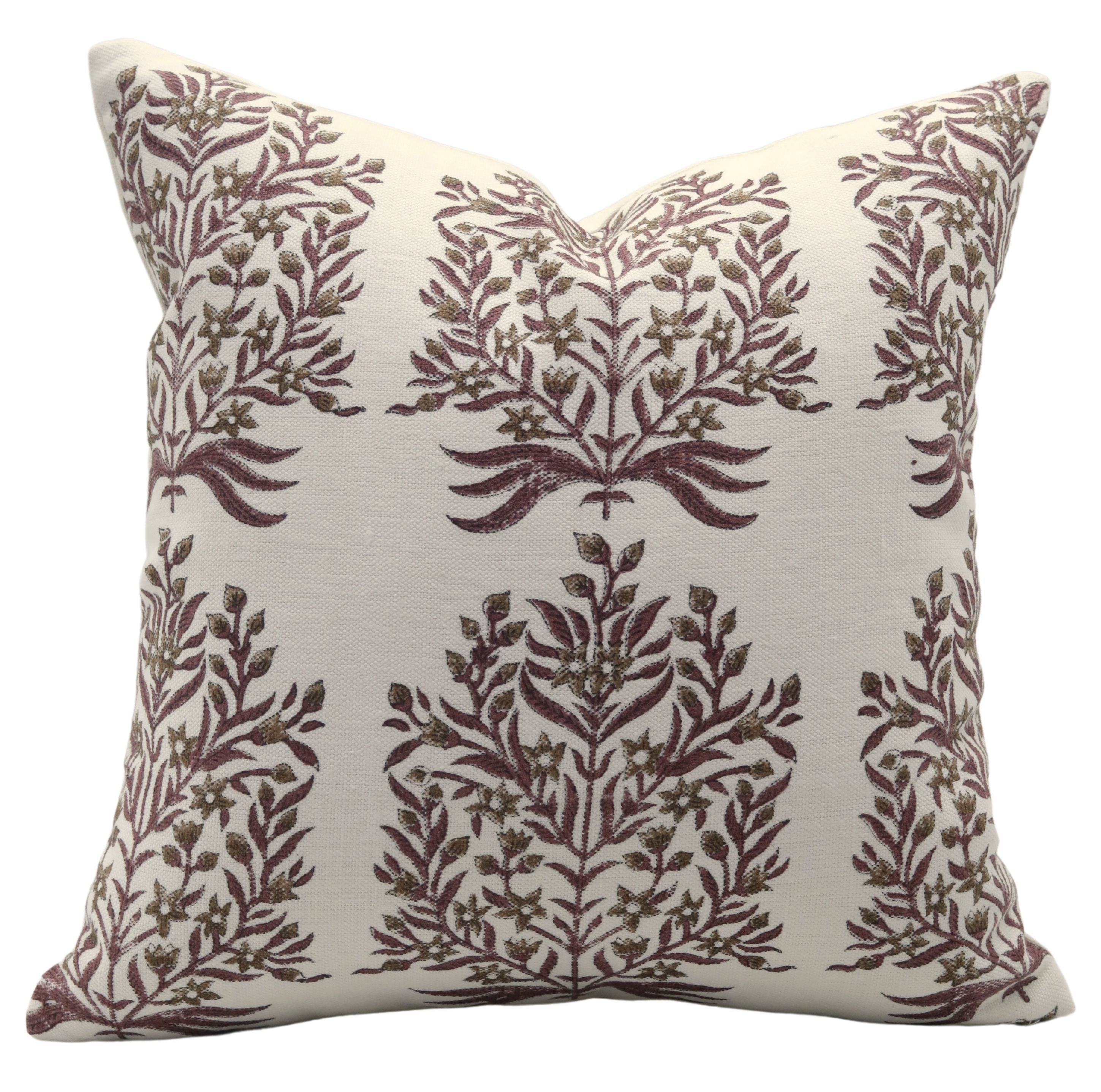 Block print Pillow cover for sofa, couch or bed- Off White Linen- VRINDAVAN - Fabdivine