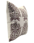 Block print Pillow cover for sofa, couch or bed- Off White Linen- VRINDAVAN - Fabdivine