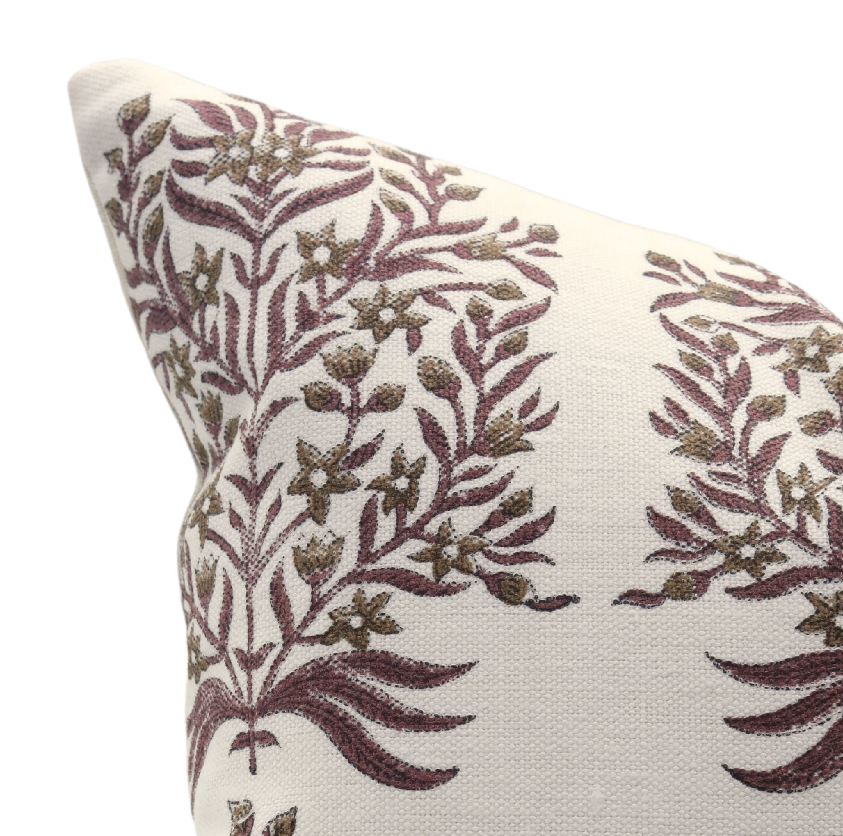 Block print Pillow cover for sofa, couch or bed- Off White Linen- VRINDAVAN - Fabdivine