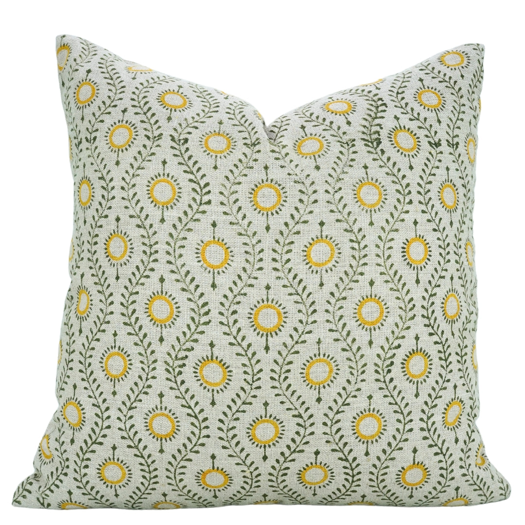 Block Print Thick Linen  Pillow Cover-Lehar