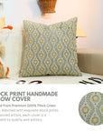 Block Print Thick Linen  Pillow Cover-Lehar