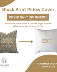 Block Print Thick Linen  Pillow Cover- Mayur