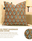 Hand Block Printed Home Decor Thick Linen Cushion Cover - Mayur