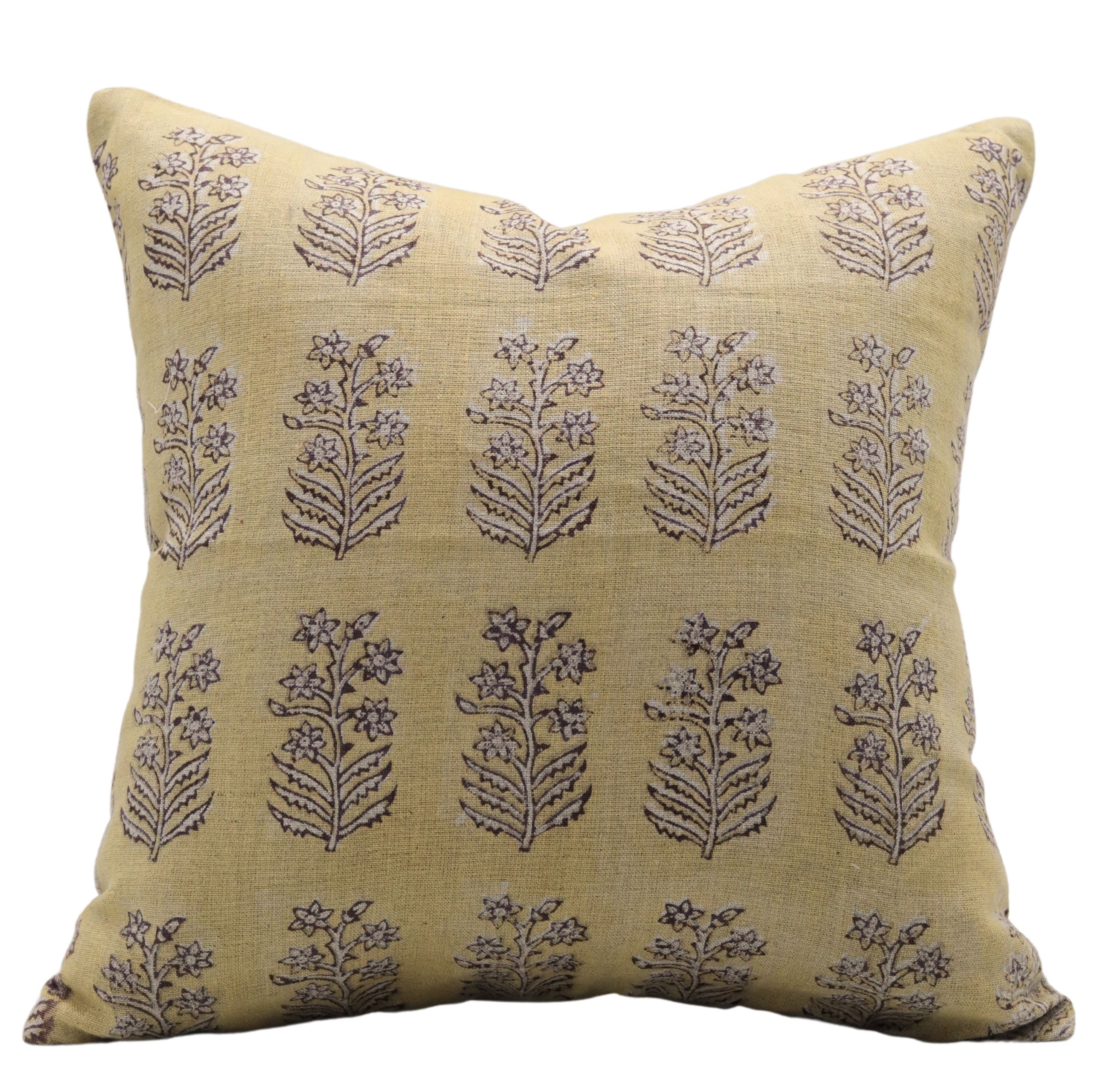 Block print Pillow cover for sofa, couch or bed- Pure Linen- INDERDHANUSH - Fabdivine