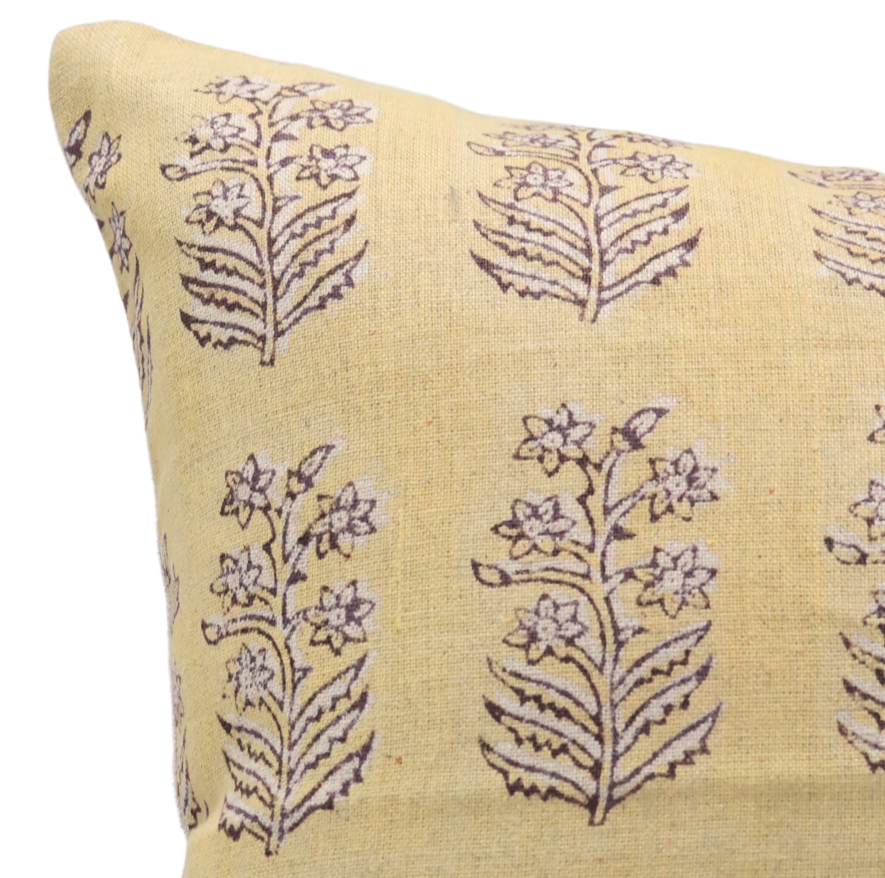 Block print Pillow cover for sofa, couch or bed- Pure Linen- INDERDHANUSH - Fabdivine