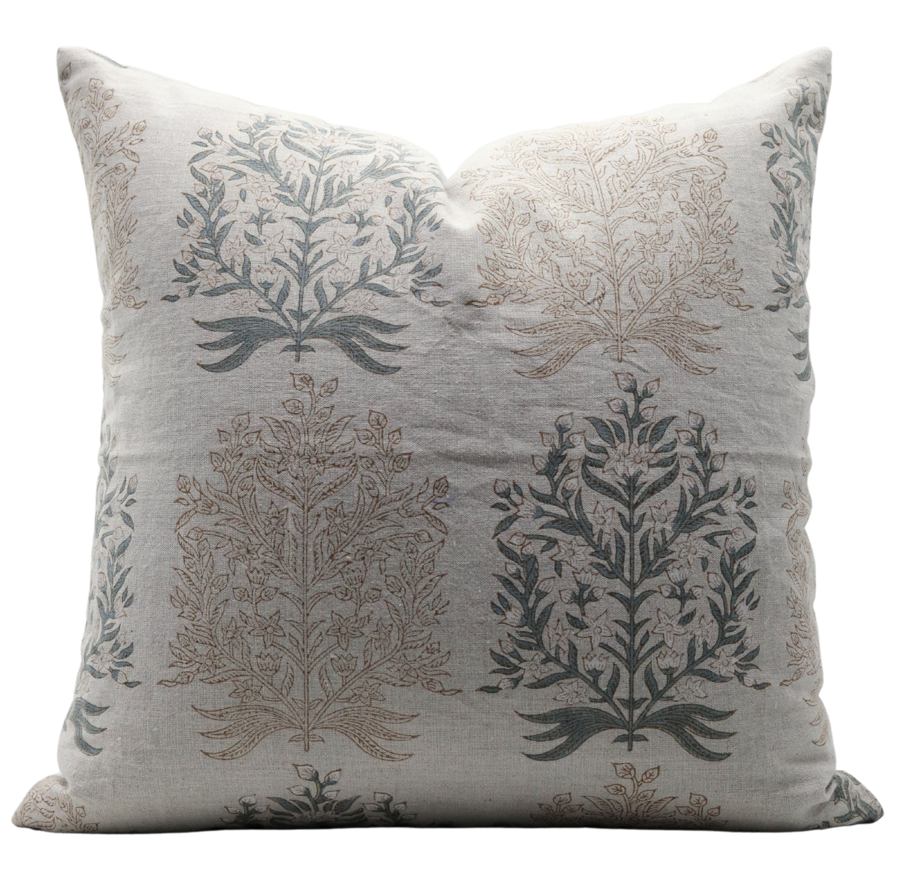 Block print Pillow cover for sofa, couch or bed- Pure Linen- VRINDAVAN - Fabdivine